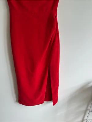 Vici Red Strapless Midi Dress with Side Slit thumbnail 2