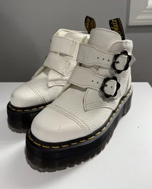 Dr. Martens Women's Devon Flower Leather Platform Boots -‎ White Milled Sz 5 thumbnail 1