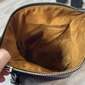 Patricia Nash Valerie Leather Foldover Wristlet Clutch Black Minimalist FLAW thumbnail 5