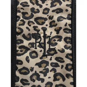 Lauren Ralph Lauren Leopard Print Tote Bag Black Trim & Handles Travel Resort thumbnail 5