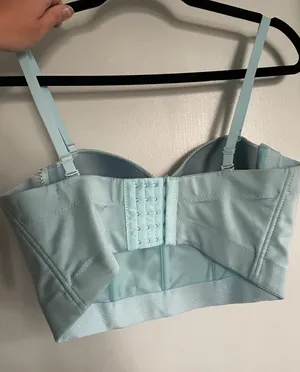 Rhinestone Aqua Corset Top Blue Size L thumbnail 2