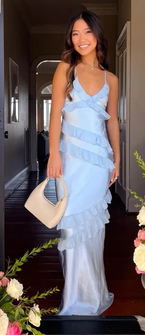 Beginning Boutique Inara Blue Ruffle Maxi Dress - Size 12 thumbnail 1