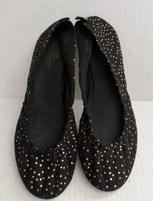 American Eagle Outfitters Black Ballet Flats with Gold Dot Accents thumbnail 1