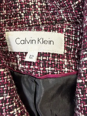 Calvin Klein Plum Tweed Jacket with Black Buttons Size 12 thumbnail 5