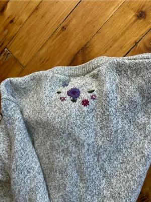 Vintage Northern Treasures Floral EMBROIDERED Sweater Hong Kong cotton wool M thumbnail 8