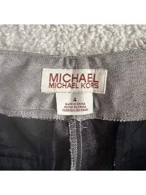 Michael Michael Kors Gray Herringbone Dress Pants Straight Leg Career Workwear thumbnail 4