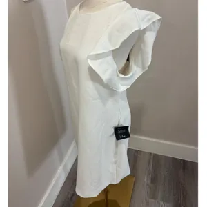 Lulus White Asymmetrical Ruffle Sleeve Shift Mini Dress XL Bridal Graduation thumbnail 5