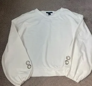 White Women's Top with Ring Accents thumbnail 1