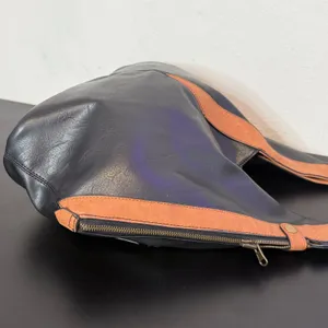 Reversible Vegan Leather Hobo Bag Black Brown Colorblock Slouchy Minimalist BOHO thumbnail 3