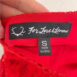 For Love & Lemons Red Lace Mini Skirt Womens S Girly Coquette Romantic Stretch thumbnail 4