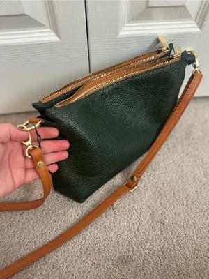 NWOT Authentic Genuine Leather Valentina Dark Green Leather Crossbody Bag thumbnail 8