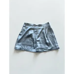 Sirena Light Blue Satin Mini Skort Women Size M Built-in Shorts Back Zip NEW thumbnail 2