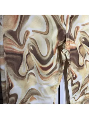 NWOT brown beige marble swirl print jeans high rise wide legs 70s boho hippie S thumbnail 5