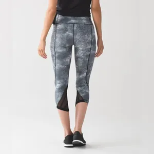 Lululemon Essential Rhythm Crop Leggings Size 10 Black Gray Mesh Luxtreme thumbnail 2