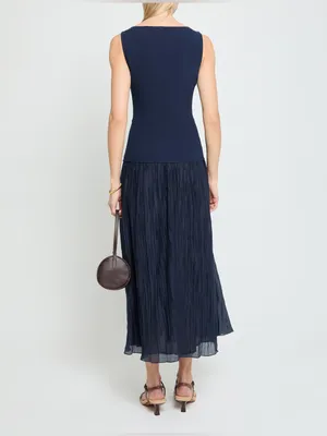 NWT Kourt Erin Midi Dress size 4 navy blue drop waist few moda thumbnail 4