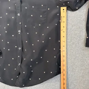 Rails Women's Small Black Star Print 100% Silk Long Sleeve Button Up Shirt thumbnail 5