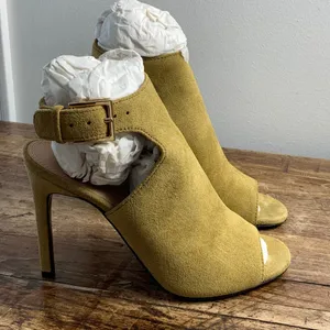 Tory Burch green suede open-toe ankle‎ strap heels size 8 thumbnail 1