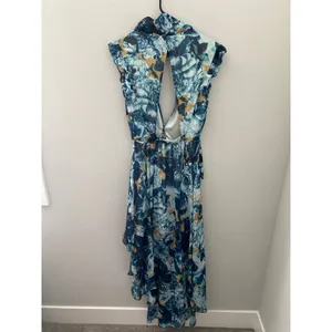 Bebe Floral Open-Back High-Low Midi Dress Blue Multi Women's Size XXS thumbnail 5