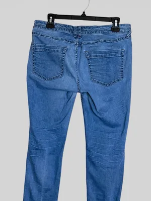 Free People Blue Skinny Jeans with Zip Pocket Detail thumbnail 6