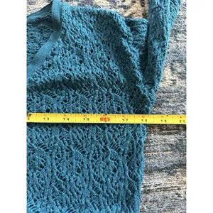 Aeropostale Crochet Sweater Womens Medium Blue VNeck Angora Blend Y2K Vintage thumbnail 5