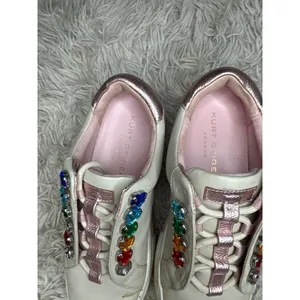 Kurt Geiger London White Pink Gem‎ Heart Embellished Sneakers Women 5.5 Youth 3 thumbnail 6