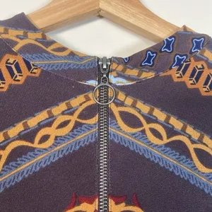 Free People Bloom Geometric Chevron Print Long Sleeve Mock Neck‎ Mini Dress S thumbnail 12