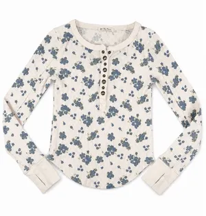 We The Free Free People Everest Floral Thermal Henley Long Sleeve Top thumbnail 1