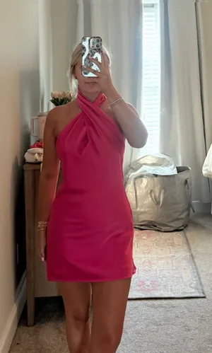 Pink silk dress thumbnail 1