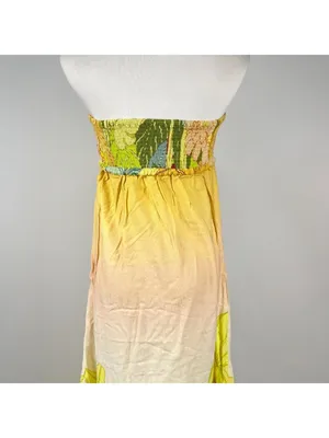 NWOT Farm Rio Linen Blend Floral Strapless Maxi Dress Size XL Hawaiian Tropical thumbnail 6