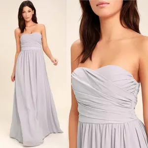 Lulu’s light gray strapless‎ chiffon bridesmaids all afloat maxi dress medium thumbnail 2