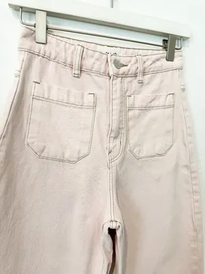 Rollas Sailor Jean Size 24 Pink High Waisted Wide Leg Patch Pocket Pants Retro‎ thumbnail 4