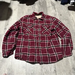 Wrangler Plaid navy Blue Red Women’s Sherpa lining Coat Jacket Pockets vintage thumbnail 2