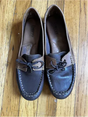 Born Tora Two-Tone Lace Up Brown Leather Loafers Flats Boat Shoes 8.5/40 thumbnail 2