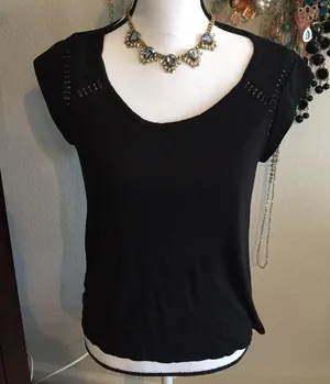 Loft mixed media blouse thumbnail 1