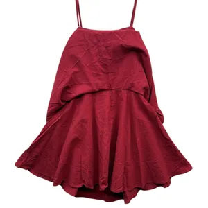 Halara Women's‎ Tie Back Tiered Ruffle Flowy Slip Mini Casual Linen Feel Dress S thumbnail 3