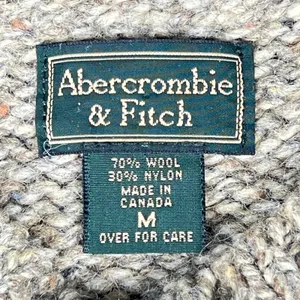 Vintage Abercrombie & Fitch Wool Blend Striped Sweater Oatmeal Blue 90s Medium thumbnail 2