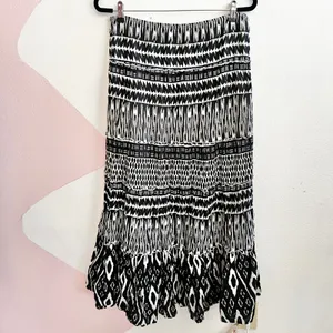 Tribal Print Tiered Maxi Skirt Boho Festival Vintage Retro Cottagecore 2000s‎ XL thumbnail 2