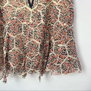 Free People Beige & Red Printed Raw Hem Tank Top XS‎ thumbnail 4