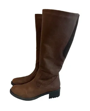 Santana Canada Tall Brown Leather Boots Sherpa Lining Rugged Outsole Size 8 thumbnail 1