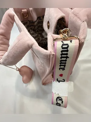 NWOT Juicy Couture Viral Blush Pink Plush Tote with Crystal Logo and Heart Charm thumbnail 10