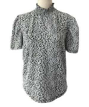Zara Black & White High Neck Shirt Women Top Size Large | 7-1 thumbnail 1