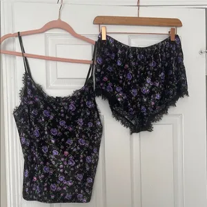 Victoria's Secret Black and Purple Floral Pajama Set thumbnail 1