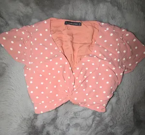 Abercrombie & Fitch Polka Dot Twist-Front Crop Top - Pink thumbnail 3