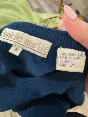 Vintage Danielle Martin 100% Cashmere Mock Neck Blue thumbnail 7