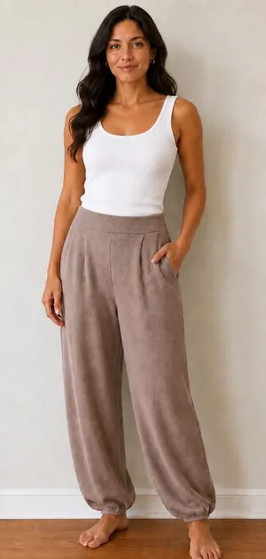 Urban Outfitters Mauve‎ Brown Linen Blend Pleated Knit Sweater Pants Large thumbnail 1