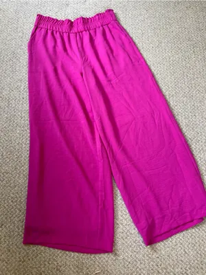 NWT Nine West Pink High Rise wide leg lined pant size large thumbnail 1