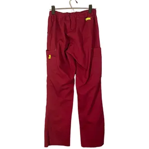 Med Couture Maroon Red Drawstring Waist Medical Scrub Casual Pants Women Sz S thumbnail 2