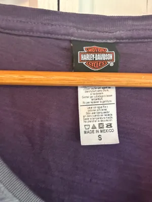 Harley Davidson Purple Burnout Wash V Neck Top Size Small thumbnail 5
