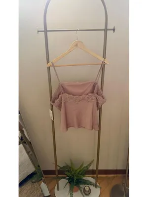 A New Day NWT XL Pink Wild Fable Womens Lace Trim Satin Crop thumbnail 2