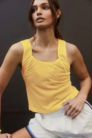 FREE PEOPLE- Movement Keep Away Tank Yellow Size L thumbnail 1